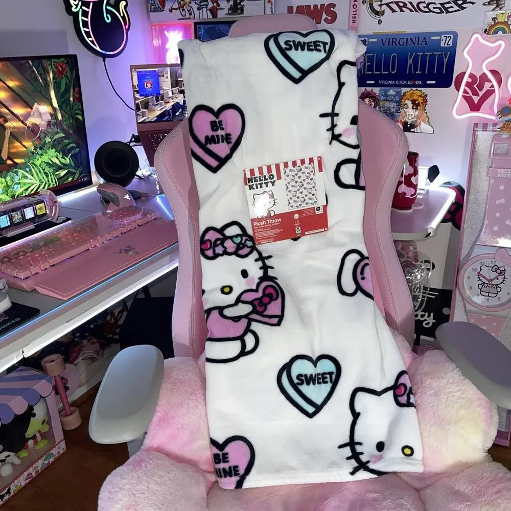 Hello Kitty Throw Blanket Valentine Love Conversation Candy Hearts 2025 Sanrio